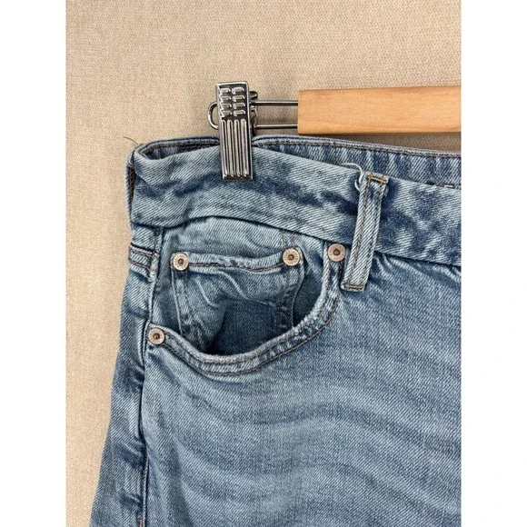 American Eagle Jeans 10 Blue Curvy Super High Rise Baggy Wide Leg Cargo - Picture 3 of 14